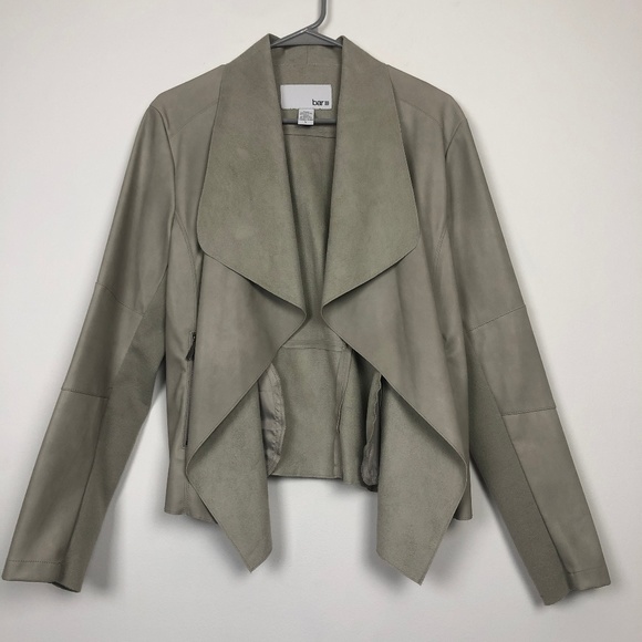 Bar III Jackets & Blazers - Bar III Drape-Front Faux-Leather Jacket